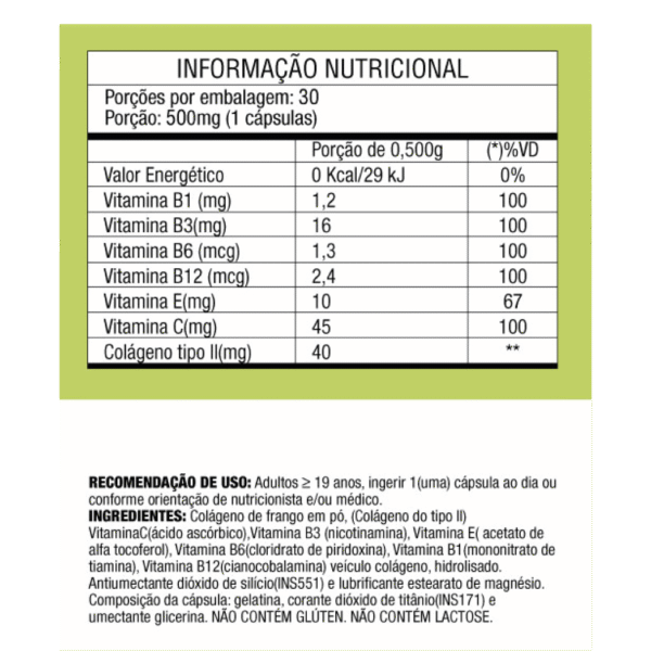 Colágeno Tipo 2 DOPE – Suporte articular, mobilidade e proteção.