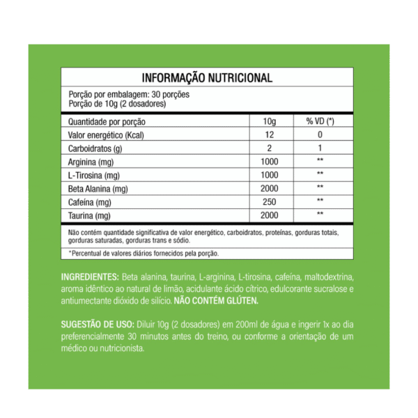 Pré-Treino DOPE Sabor Limão – Energia, foco e performance com refrescância.